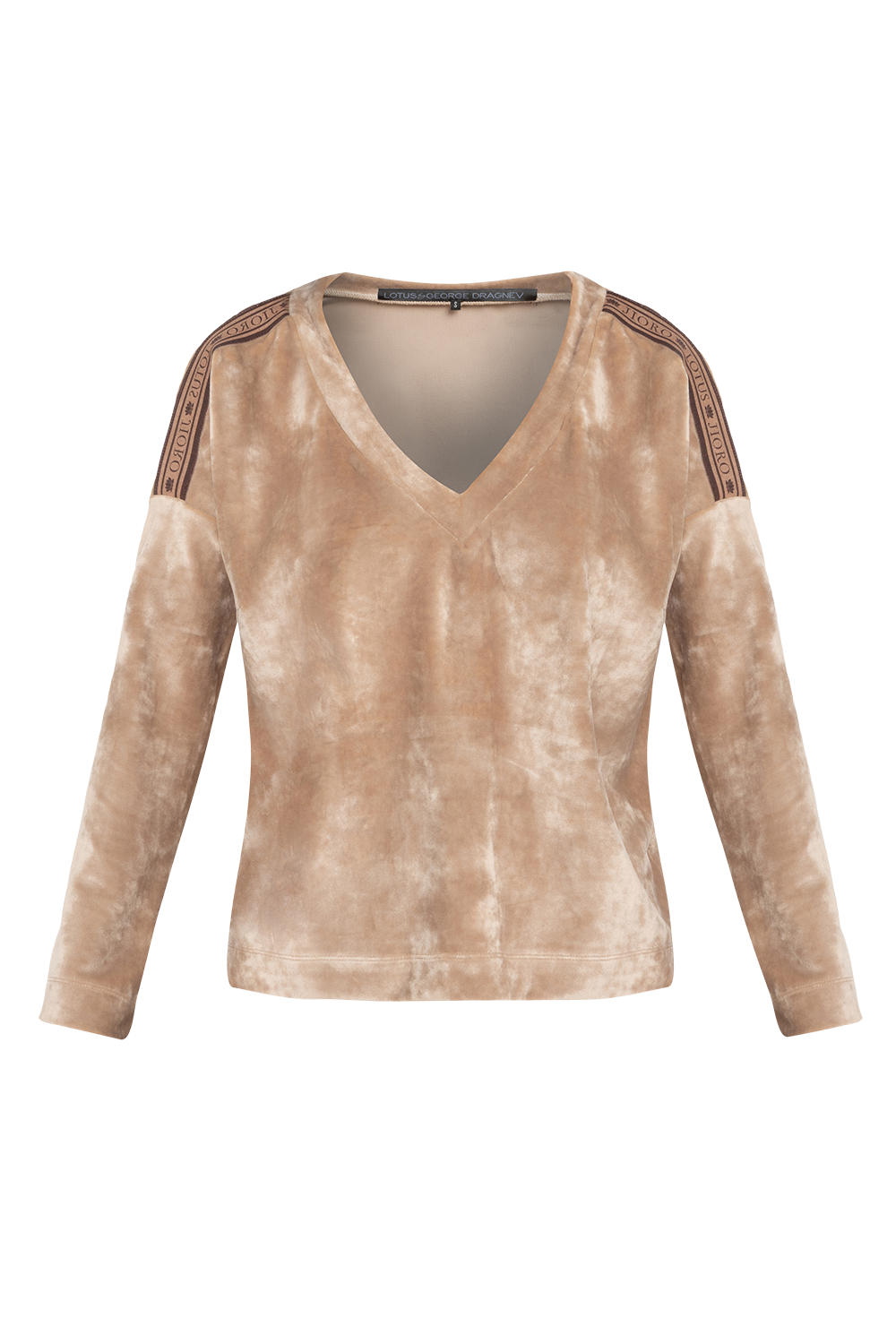 LOOSE SQUARE-CUT VELVET BLOUSE IN BEIGE - ESSENTIALS JIORO СВОБОДНА БЛУЗА ОТ КАДИФЕ В БЕЖОВО - ESSENTIALS JIORO