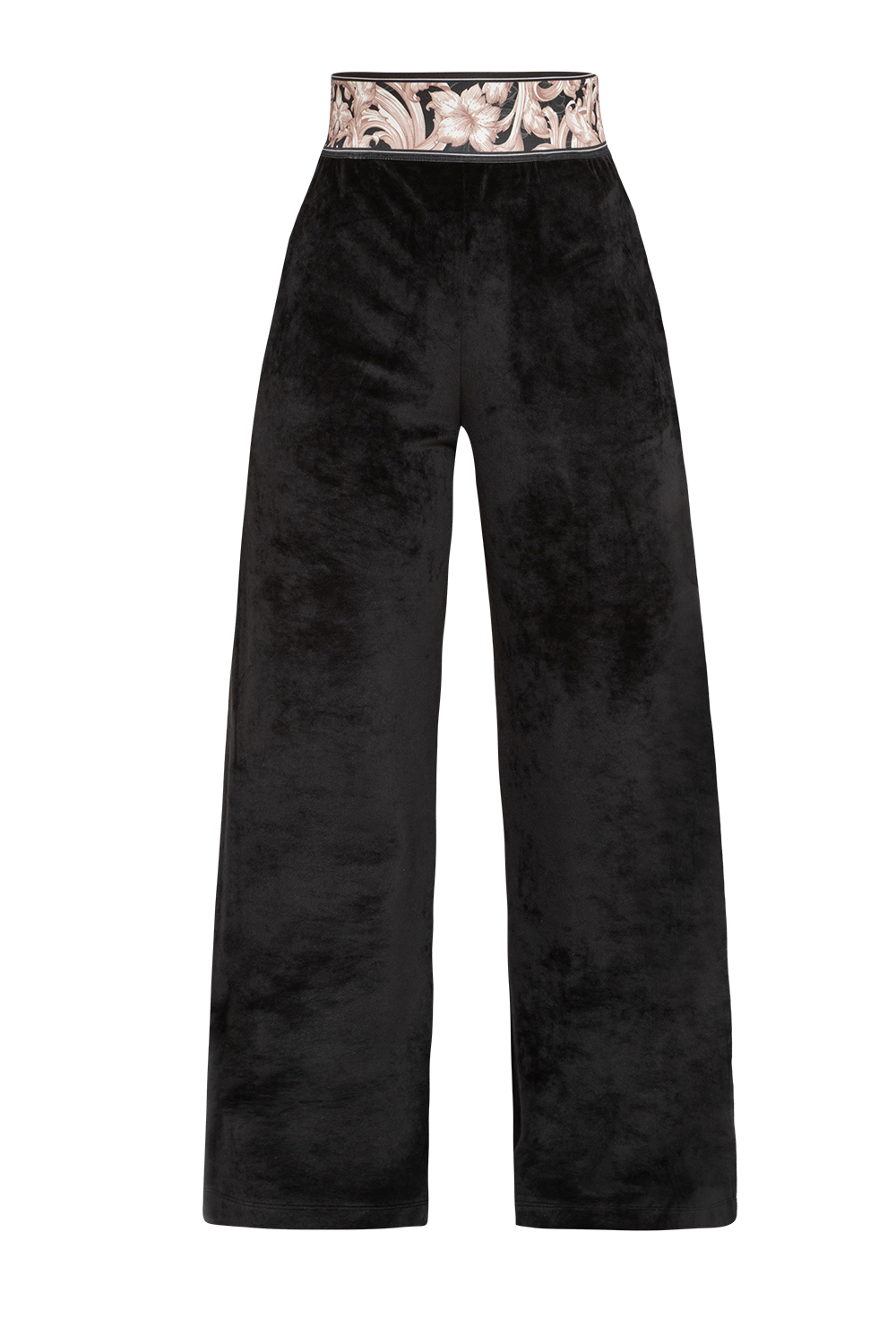 VELVET WIDE-LEG TROUSERS WITH ELASTIC WAIST IN BLACK - ESSENTIALS JIORO ПАНТАЛОН ОТ КАДИФЕ С ШИРОК КРАЧОЛ И ЛАСТИК В ТАЛИЯ В ЧЕРНО - ESSENTIALS JIORO