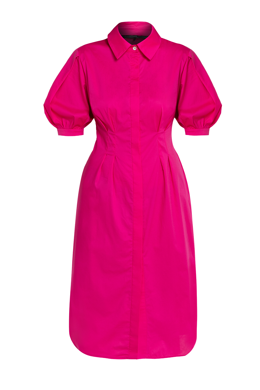 CYCLAMEN SHIRT COTTON POPLIN DRESS WITH OVAL HEM - ESSENTIALS JIORO РОКЛЯ ТИП РИЗА ОТ ПАМУЧЕН ПОПЛИН В ЦВЯТ ЦИКЛАМА С ОВАЛЕН ПОДГЪВ - ESSENTIALS JIORO