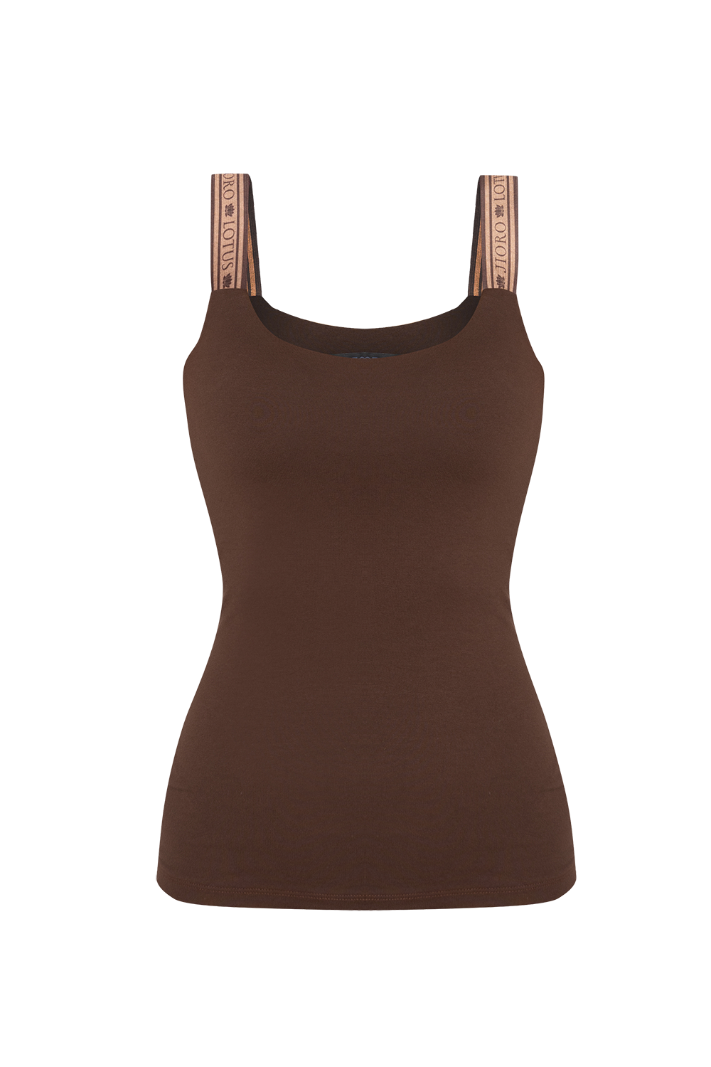 VISCOSE TANK TOP IN BROWN WITH ELASTIC STRAPS - ESSENTIALS