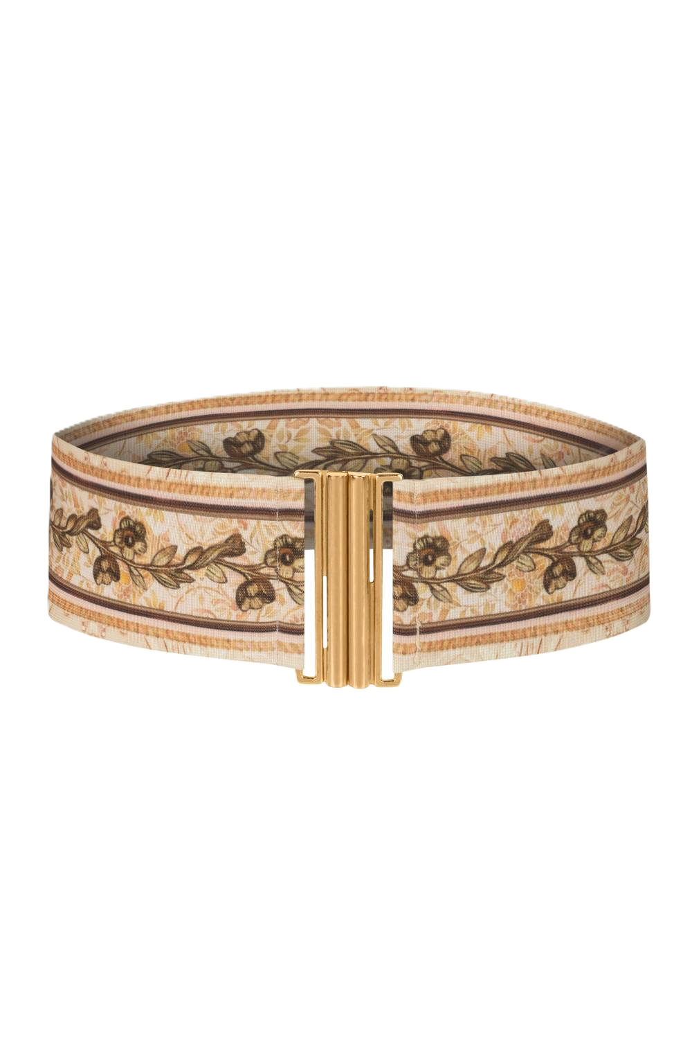 WIDE ELASTIC BELT WITH BUCKLE - BAROQUE FLOWERS