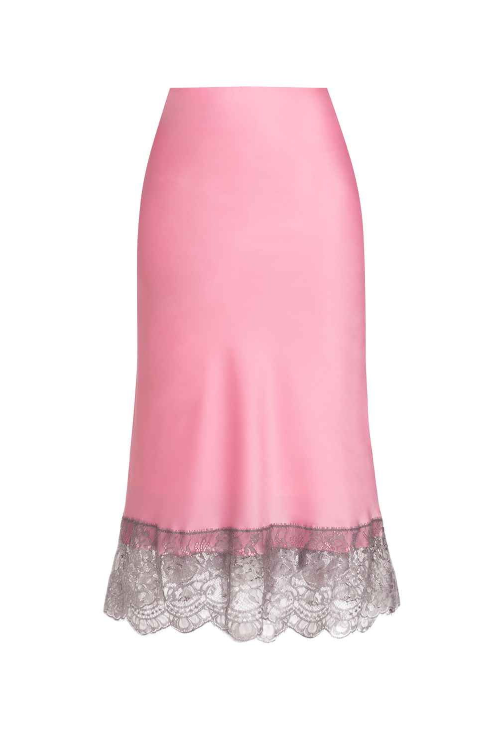 FLARED PINK SKIRT WITH LACE TRIM IN WHITE BLUE - ESSENTIALS
