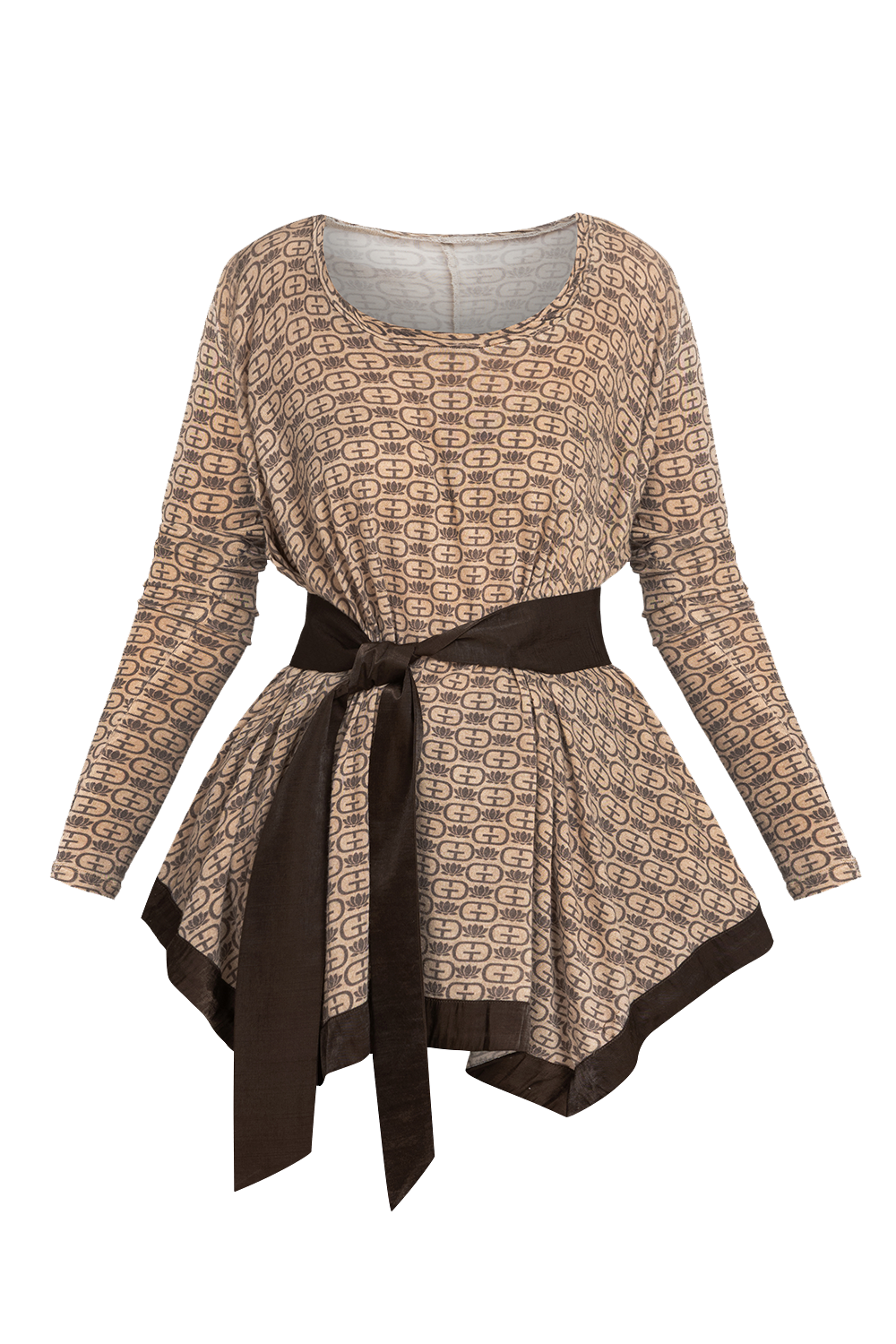 АСИМЕТРИЧНА ТУНИКА ОТ МОДАЛ С КОЛАН - MOCHA MOUSSE LOGO