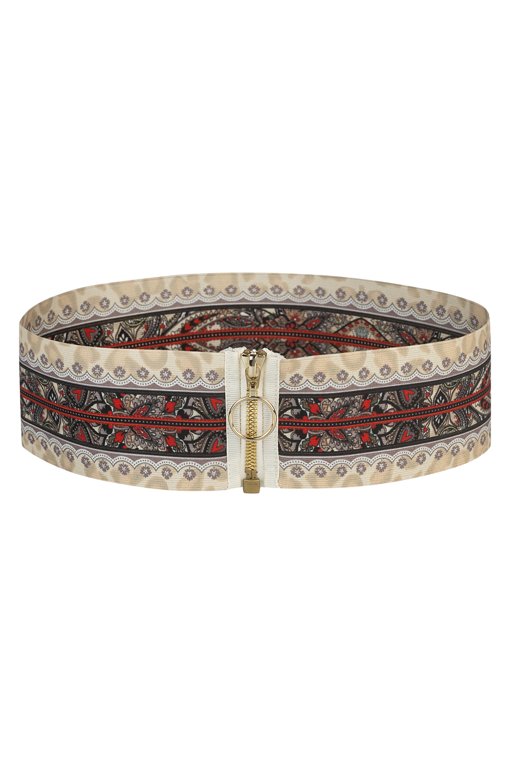 ЕЛАСТИЧЕН ШИРОК КОЛАН С ЦИП - PAISLEY BEIGE