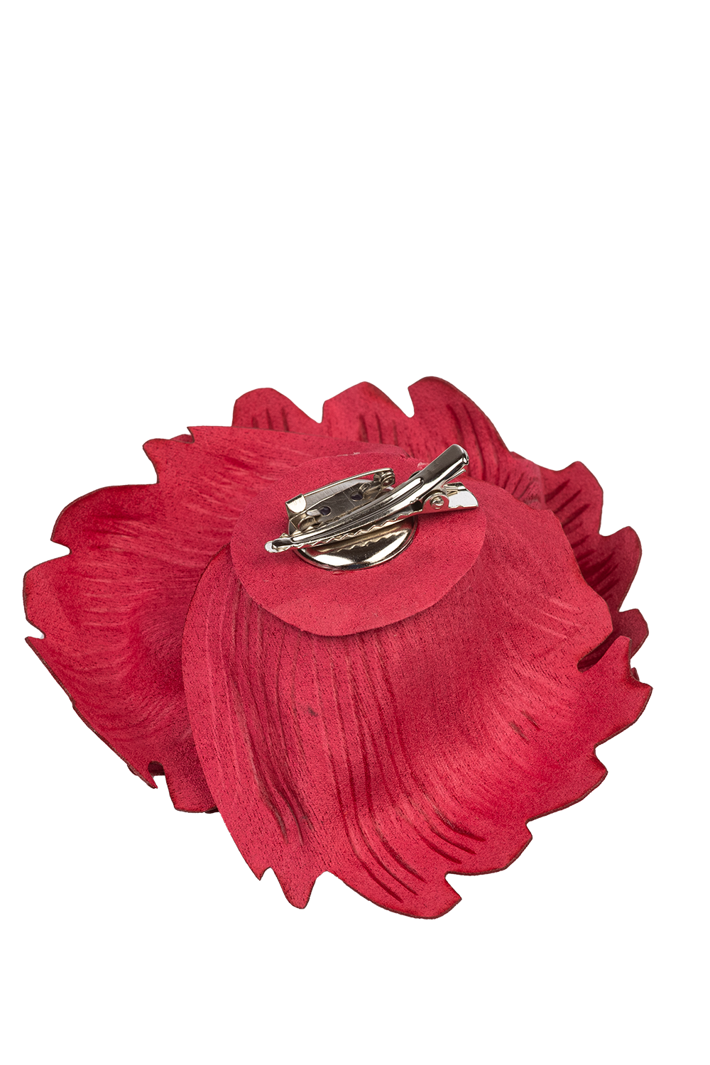 SMALL SUEDE-LOOK CYCLAMEN ROSE BROOCH