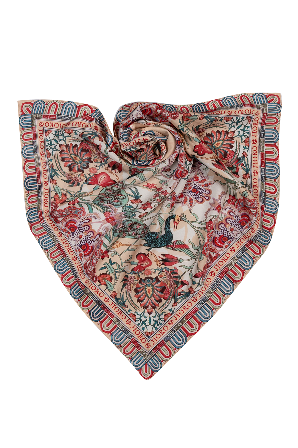 SQUARE VISCOSE HEADSCARF - PAISLEY RED JIORO КВАДРАТНА КЪРПА ЗА ГЛАВА ОТ ВИСКОЗА - PAISLEY RED JIORO
