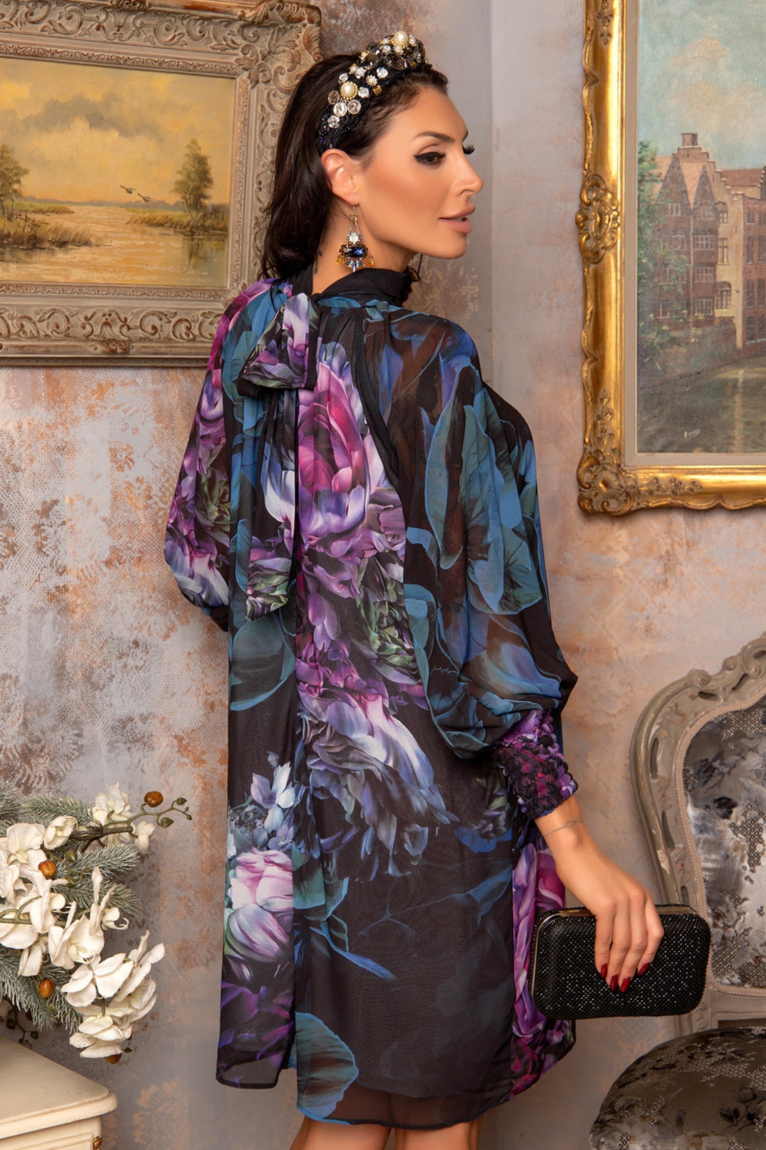 DESIGNER LOOSE DRESS - PEONIES JIORO ДИЗАЙНЕРСКА СВОБОДНА РОКЛЯ - PEONIES JIORO