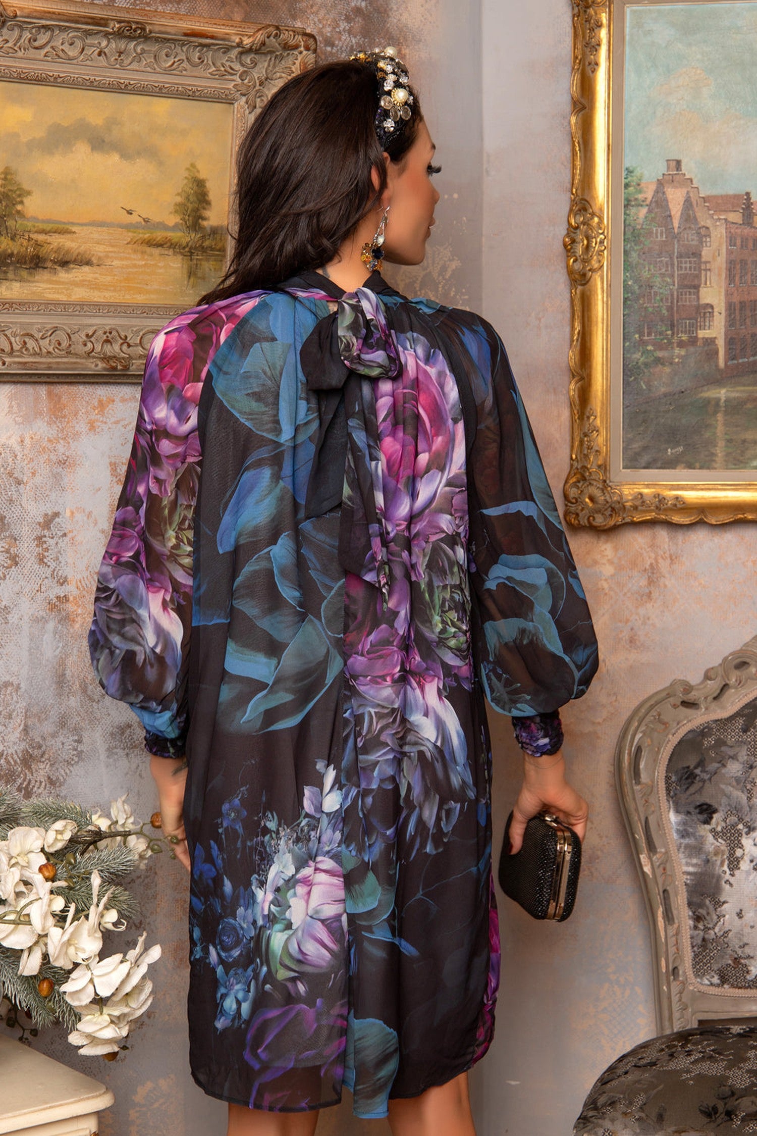 DESIGNER LOOSE DRESS - PEONIES JIORO ДИЗАЙНЕРСКА СВОБОДНА РОКЛЯ - PEONIES JIORO