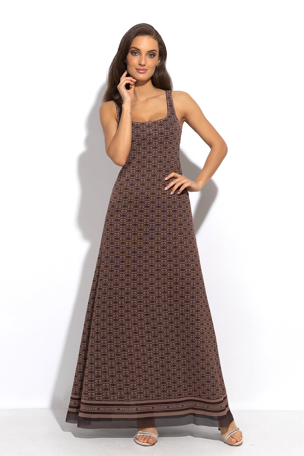 BACKLESS LONG DRESS - MOCHA MOUSSE LOGO