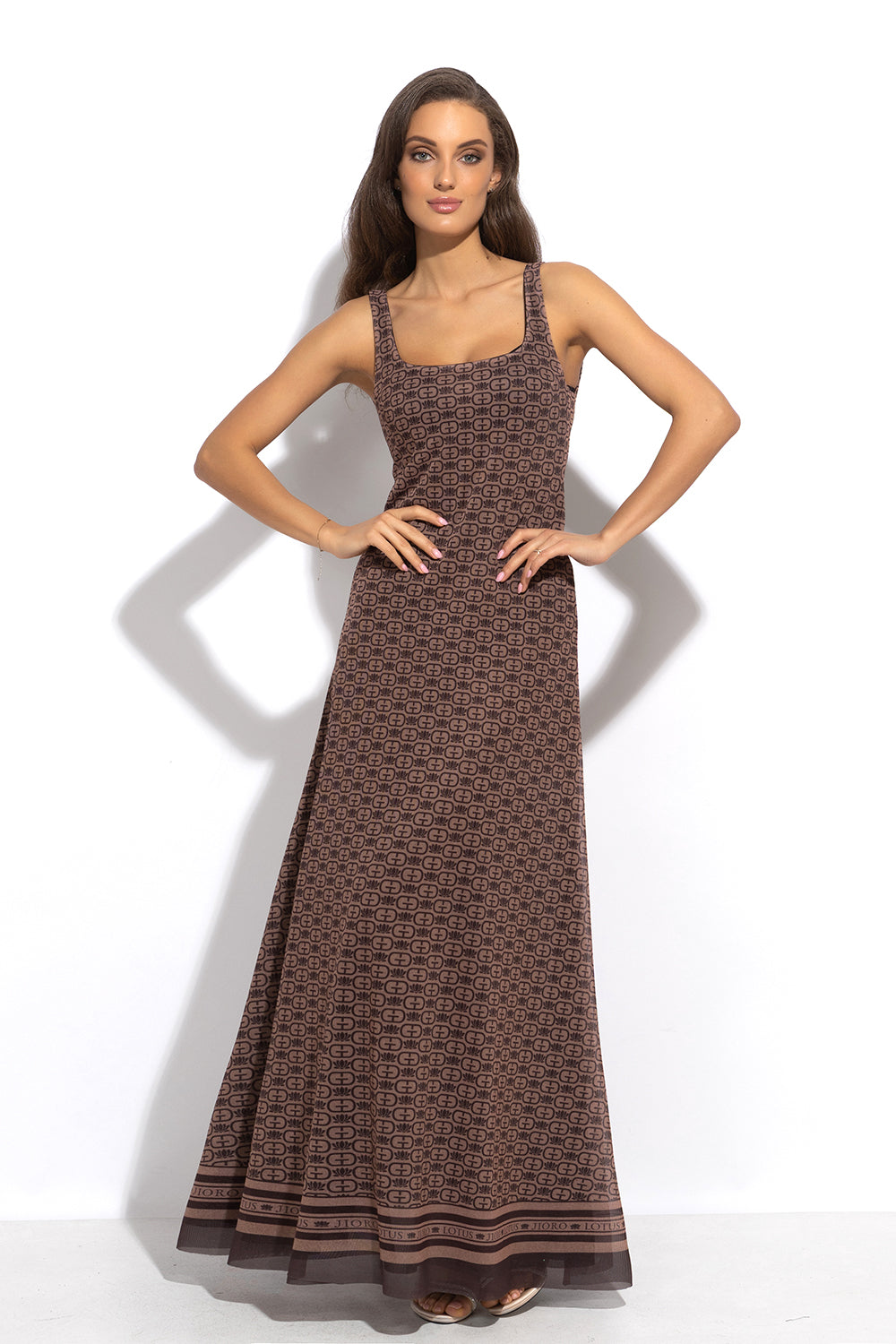 BACKLESS LONG DRESS - MOCHA MOUSSE LOGO