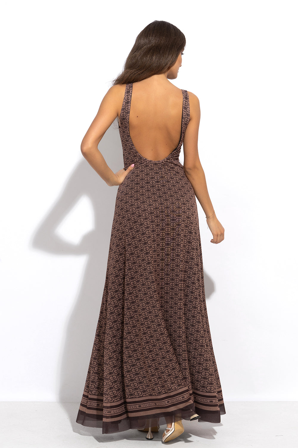 BACKLESS LONG DRESS - MOCHA MOUSSE LOGO