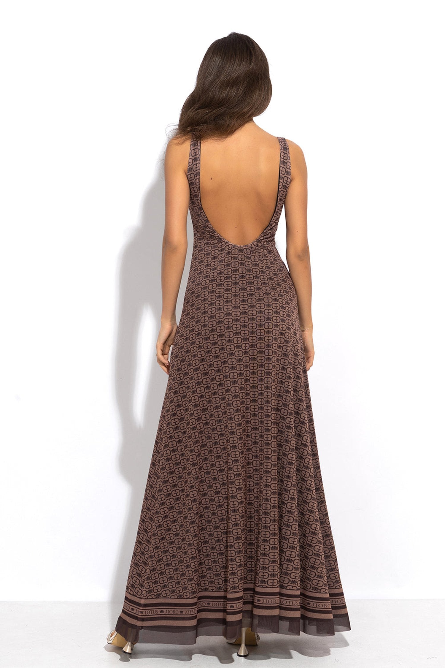 BACKLESS LONG DRESS - MOCHA MOUSSE LOGO