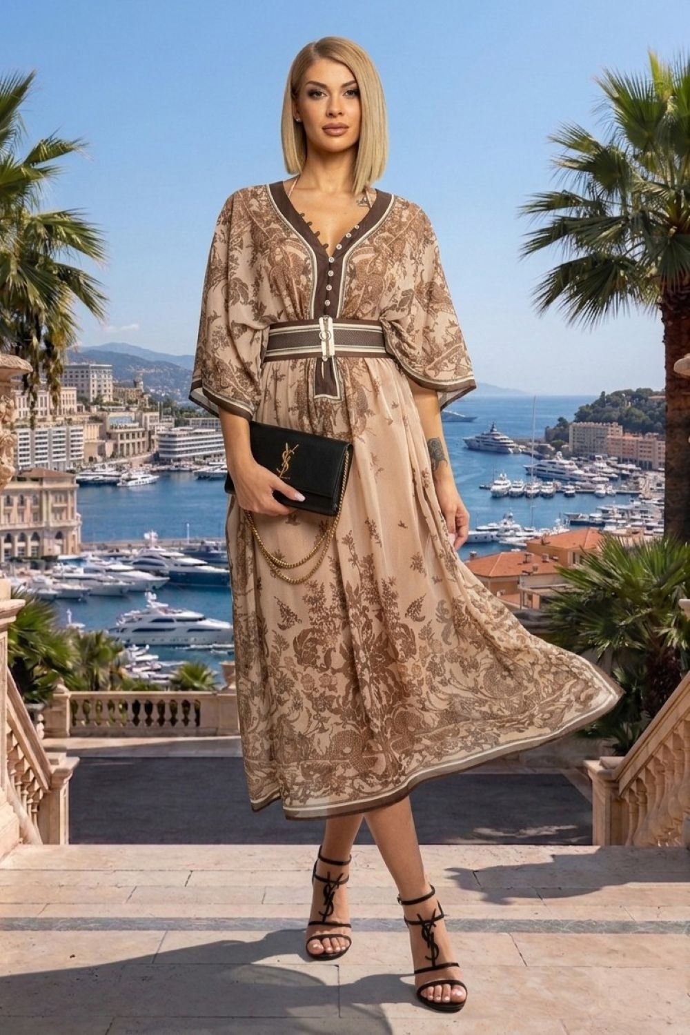 SILK COTTON CAFTAN - ASIA BEIGE