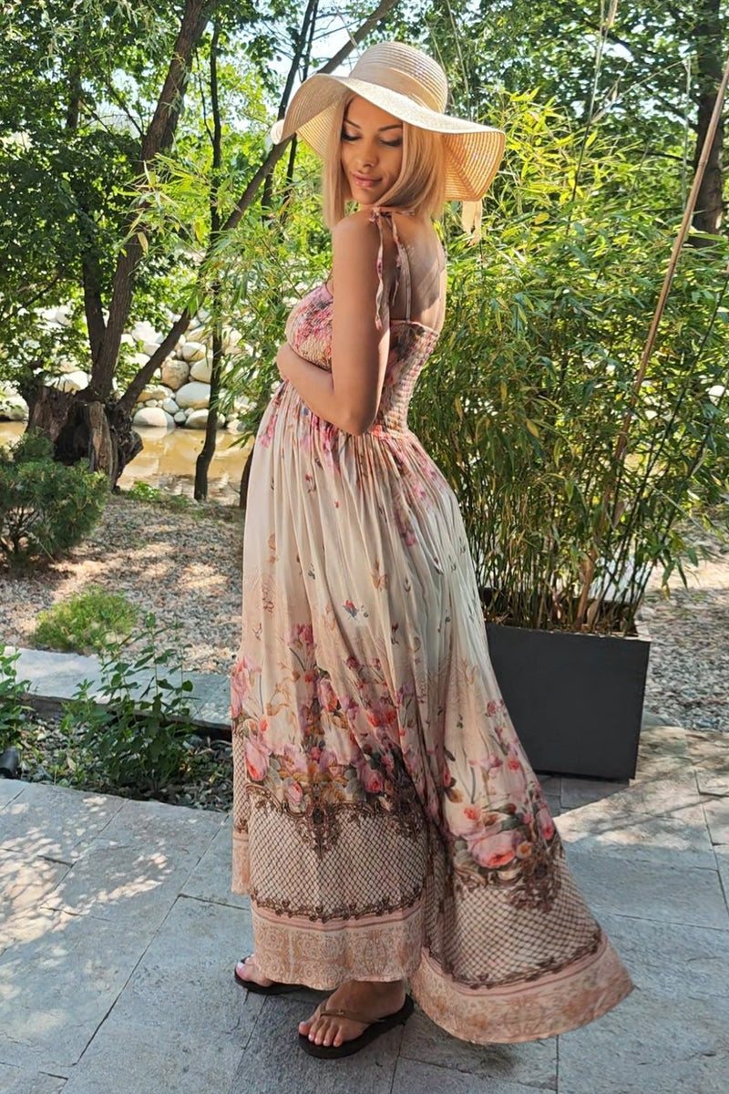 VISCOSE DRESS WITH STRAPS - BAROQUE FLOWERS