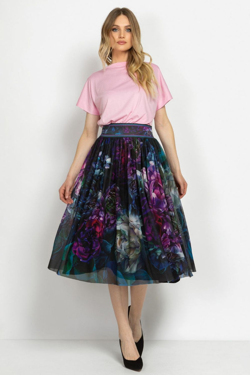 MESH SKIRT WITH ELASTIC WAIST AND VISCOSE LINING - PEONIES JIORO  ПОЛА ОТ МРЕЖА С ЕЛАСТИЧЕН КОЛАН И ВИСКОЗНА ПОДПЛАТА - PEONIES JIORO
