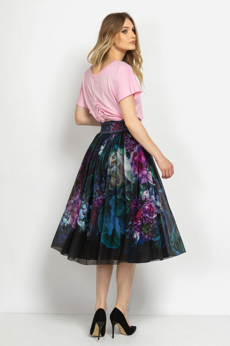 MESH SKIRT WITH ELASTIC WAIST AND VISCOSE LINING - PEONIES JIORO  ПОЛА ОТ МРЕЖА С ЕЛАСТИЧЕН КОЛАН И ВИСКОЗНА ПОДПЛАТА - PEONIES JIORO