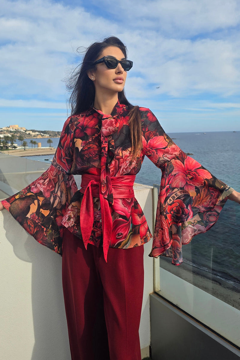 КОЛАН ОТ ВЕЛУР В ЧЕРВЕНО - ESSENTIALS