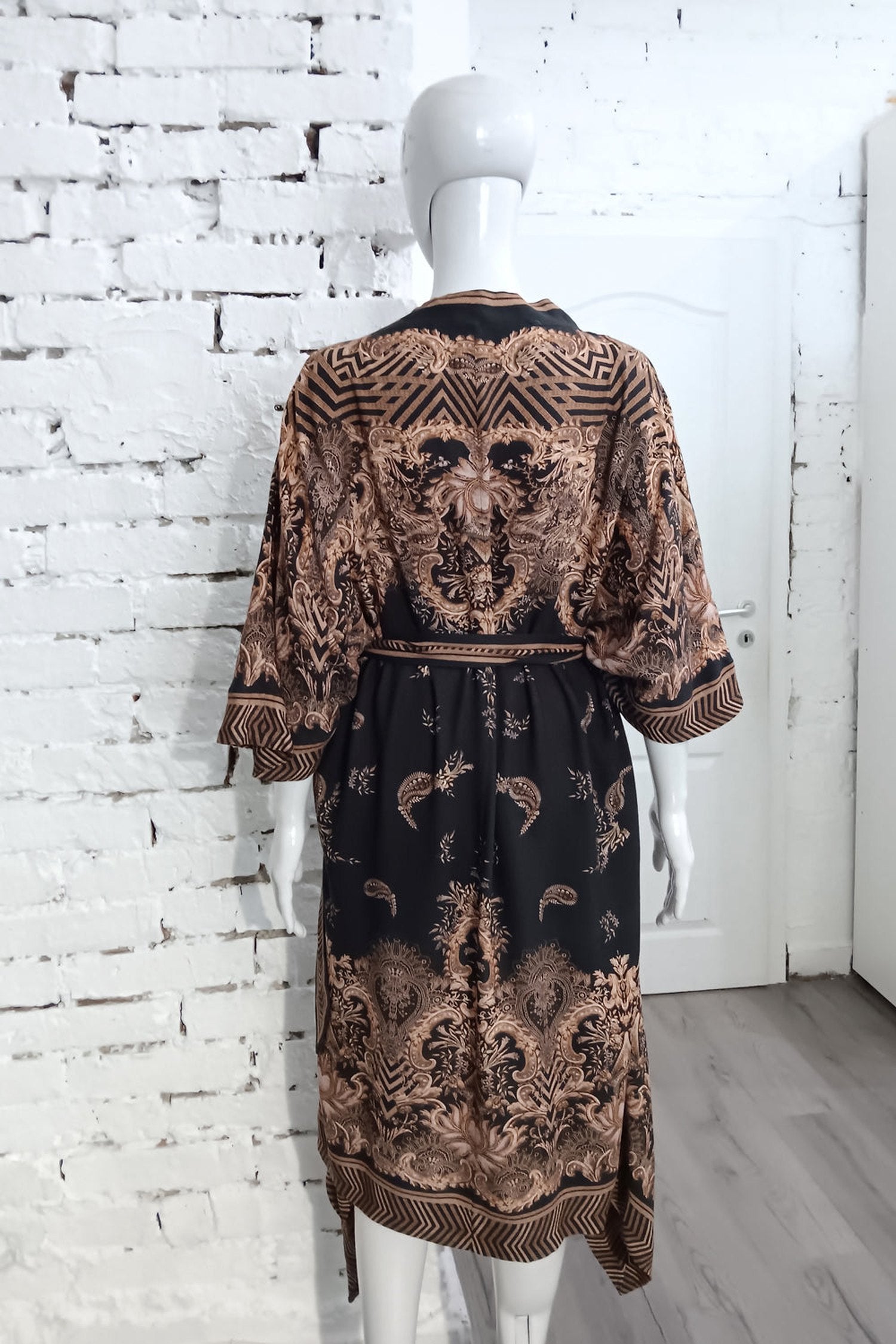 TWILL VISOSE KIMONO  – GOLDEN STRIPES