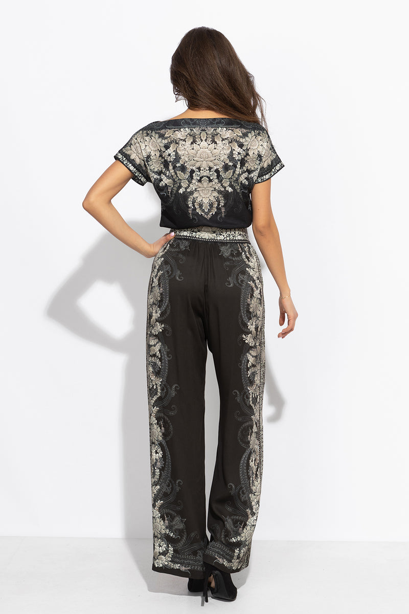 VISCOSE WIDE-LEG TROUSERS WITH ELASTIC WAIST – FROZEN LOTUS JIORO СВОБОДЕН ПАНТАЛОН ОТ ВИСКОЗА - FROZEN LOTUS JIORO