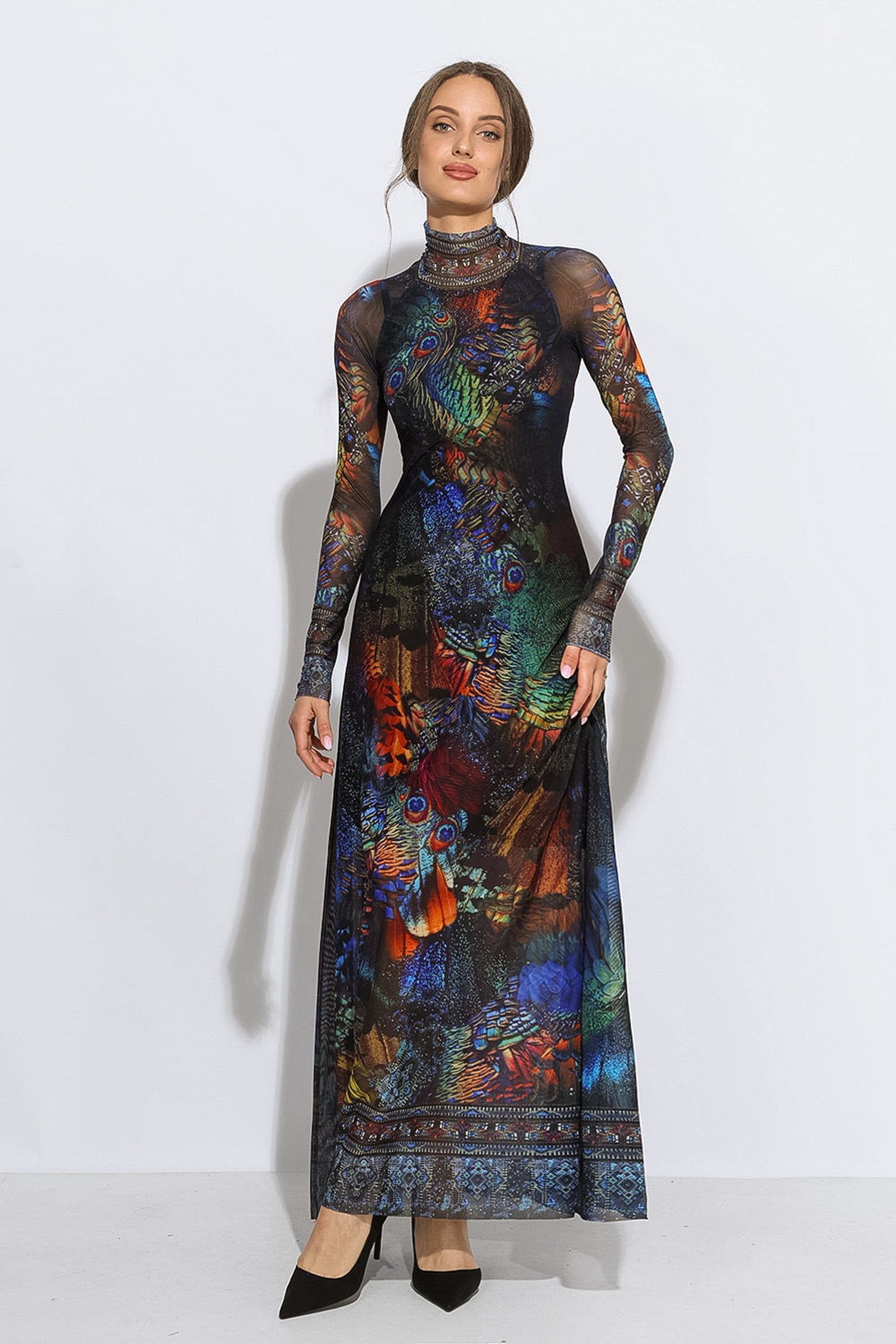 LONG FINE NET DRESS - AMAZONIA