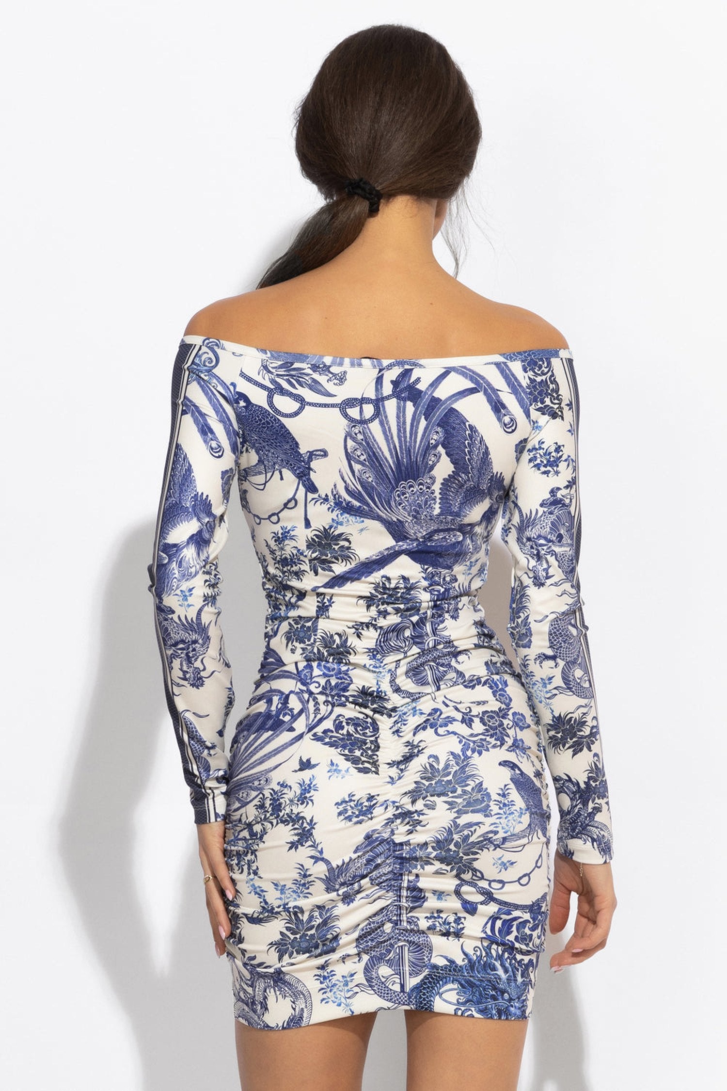 DRESS WITH FRONT KNOT AND RUCHING - ASIA SKY