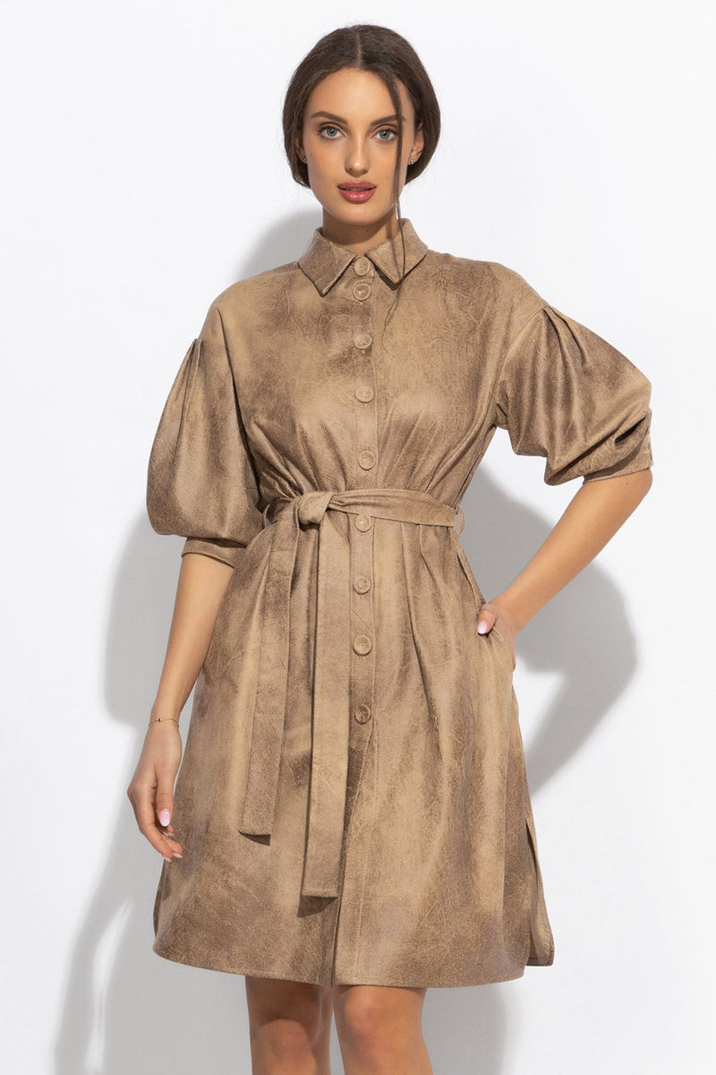 РИЗО-РОКЛЯ С ЕФЕКТ НА ВЕЛУР В ЦВЯТ КАПУЧИНО - ESSENTIALS