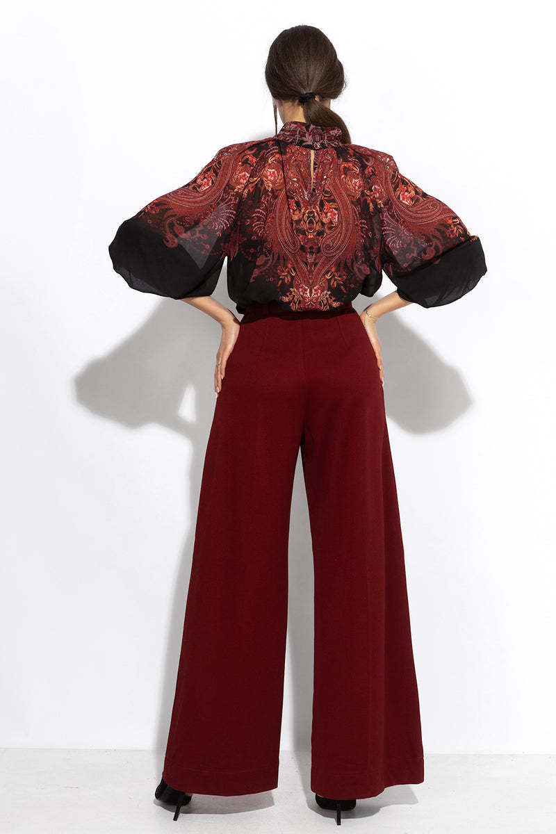 SHIRT WITH STATEMENT SLEEVES - PAISLEY DARK JIORO РИЗА С БОГАТИ РЪКАВИ - PAISLEY DARK JIORO