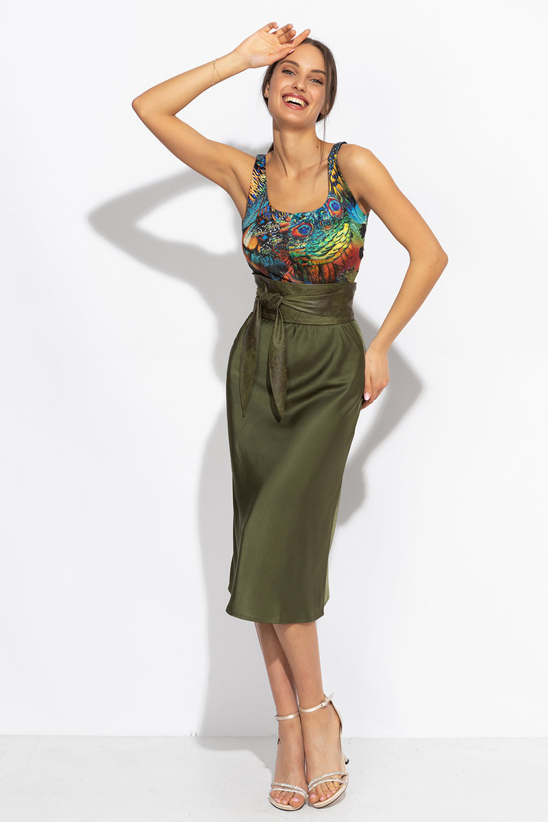 WRAP-STYLE BELT - SUEDE-LIKE IMITATION IN OLIVE GREEN - ESSENTIALS