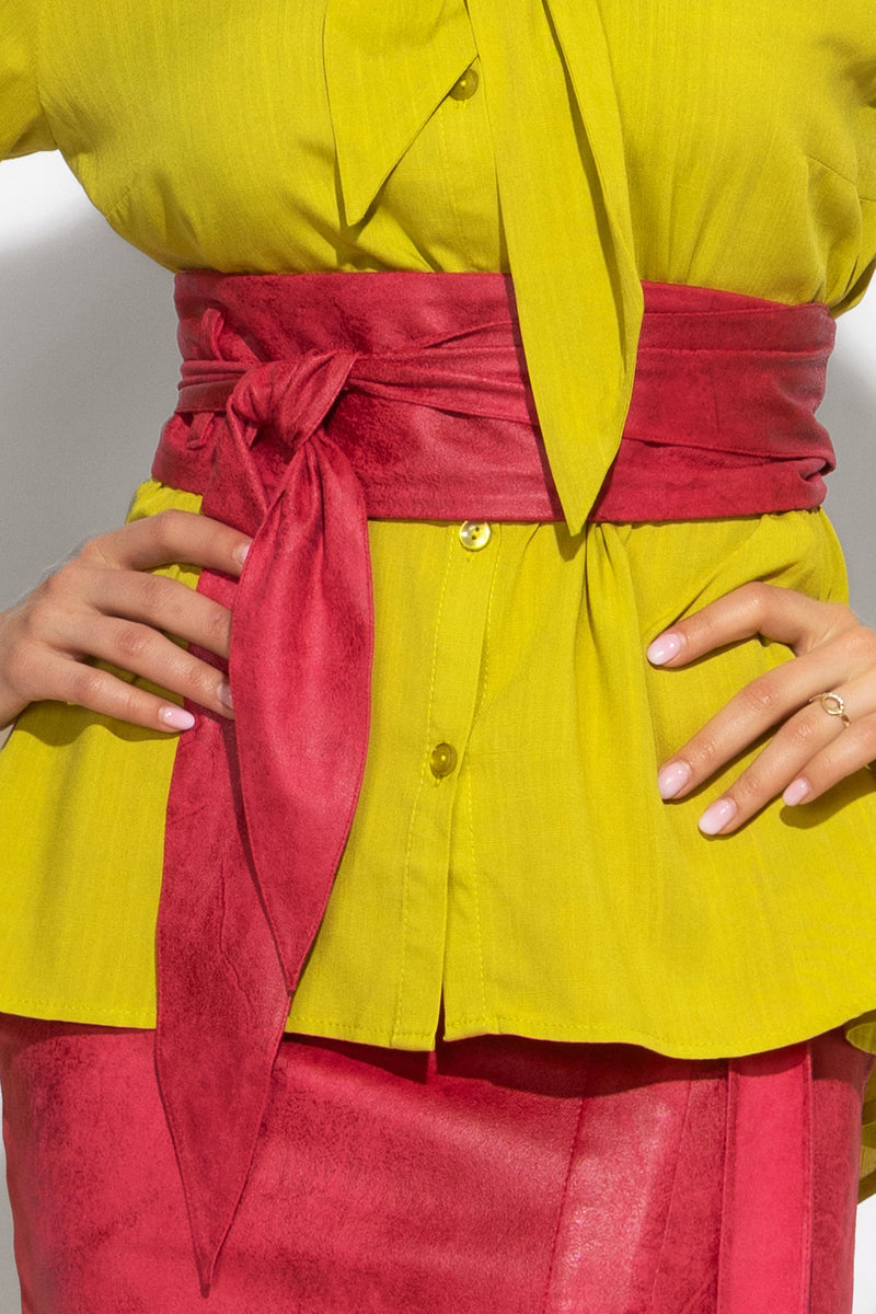 WRAP-STYLE BELT - SUEDE-LIKE IN CYCLAMEN - ESSENTIALS JIORO КОЛАН ОТ ВЕЛУР В ЦВЯТ ЦИКЛАМА - ESSENTIALS JIORO