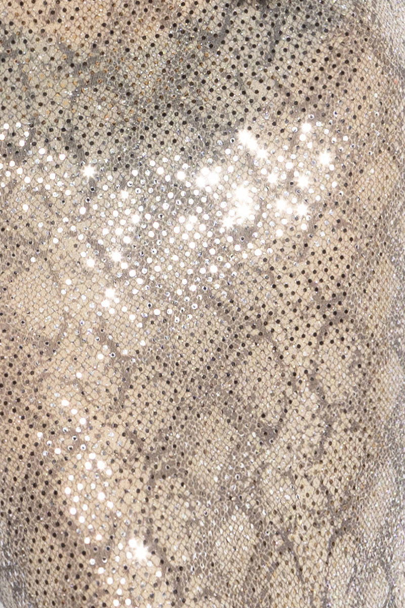 FITTED GLITTER DRESS IN BEIGE - ESSENTIALS JIORO ВТАЛЕНА РОКЛЯ С БЛЯСЪК В БЕЖОВО - ESSENTIALS JIORO