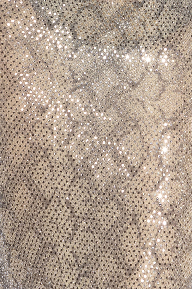 FITTED GLITTER DRESS IN BEIGE - ESSENTIALS JIORO ВТАЛЕНА РОКЛЯ С БЛЯСЪК В БЕЖОВО - ESSENTIALS JIORO
