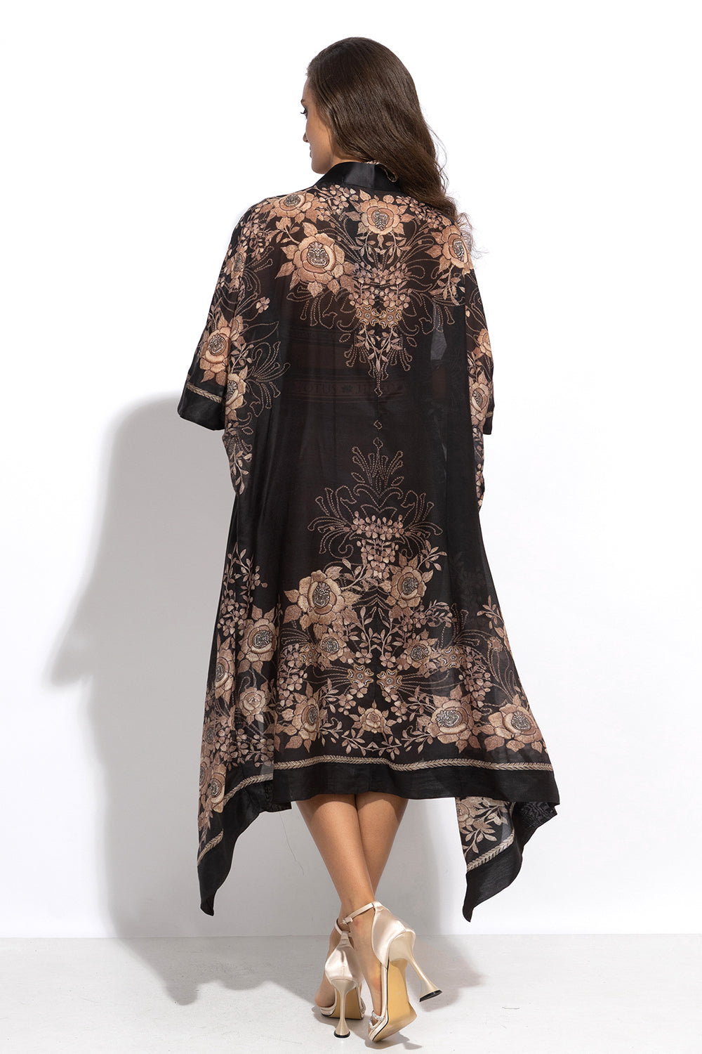 SILK COTTON KIMONO - GOLDEN ROSES