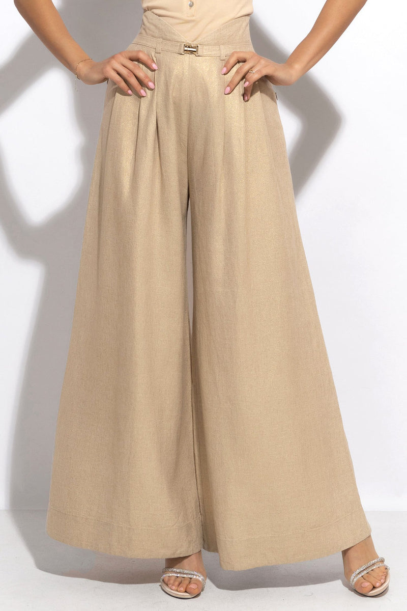 HIGH WAIST WIDE LEG LINEN PANTS - ESSENTIALS