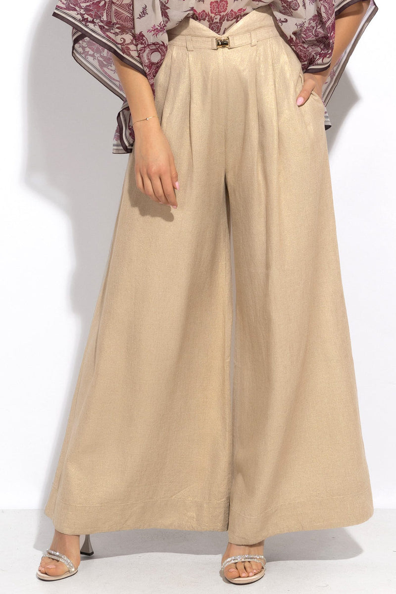 HIGH WAIST WIDE LEG LINEN PANTS - ESSENTIALS