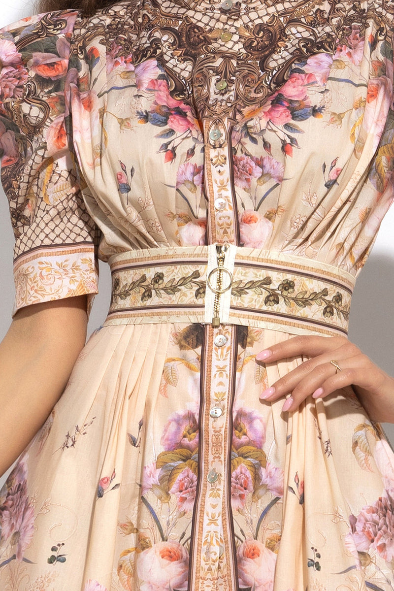 POPLIN DRESS WITH PUFF SLEEVES - BAROQUE FLOWERS JIORO РОКЛЯ С БУФАН РЪКАВ ОТ ПОПЛИН - BAROQUE FLOWERS JIORO