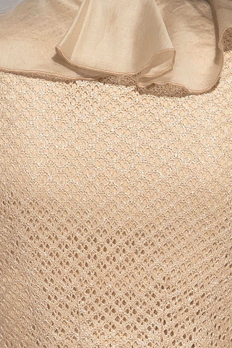 COTTON MESH CARDIGAN WITH RUFFLES - ESSENTIALS JIORO ПАМУЧНА МРЕЖЕСТА ЖИЛЕТКА С КЪДРИ - ESSENTIALS JIORO