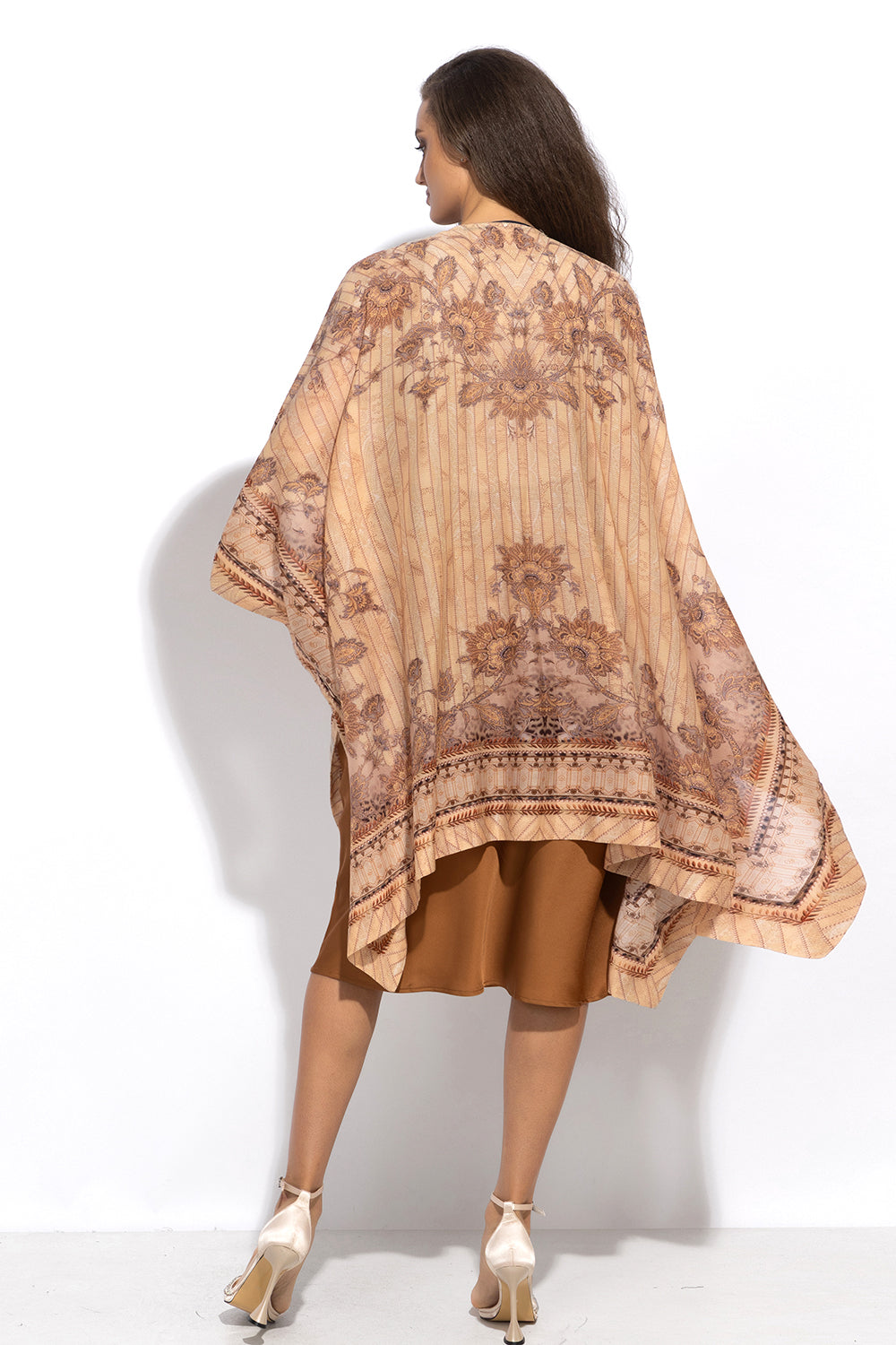 SILK KIMONO DRESS - LEO BEIGE