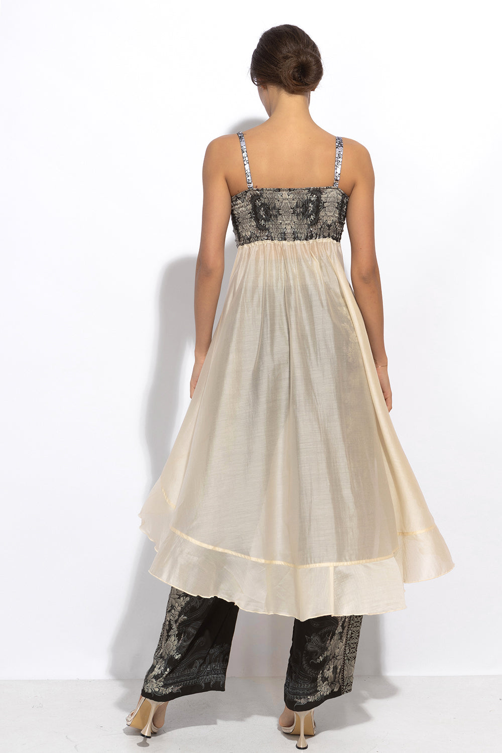 LYOCELl AND VISCOSE LONG RUFFLED TUNIC - FROZEN LOTUS