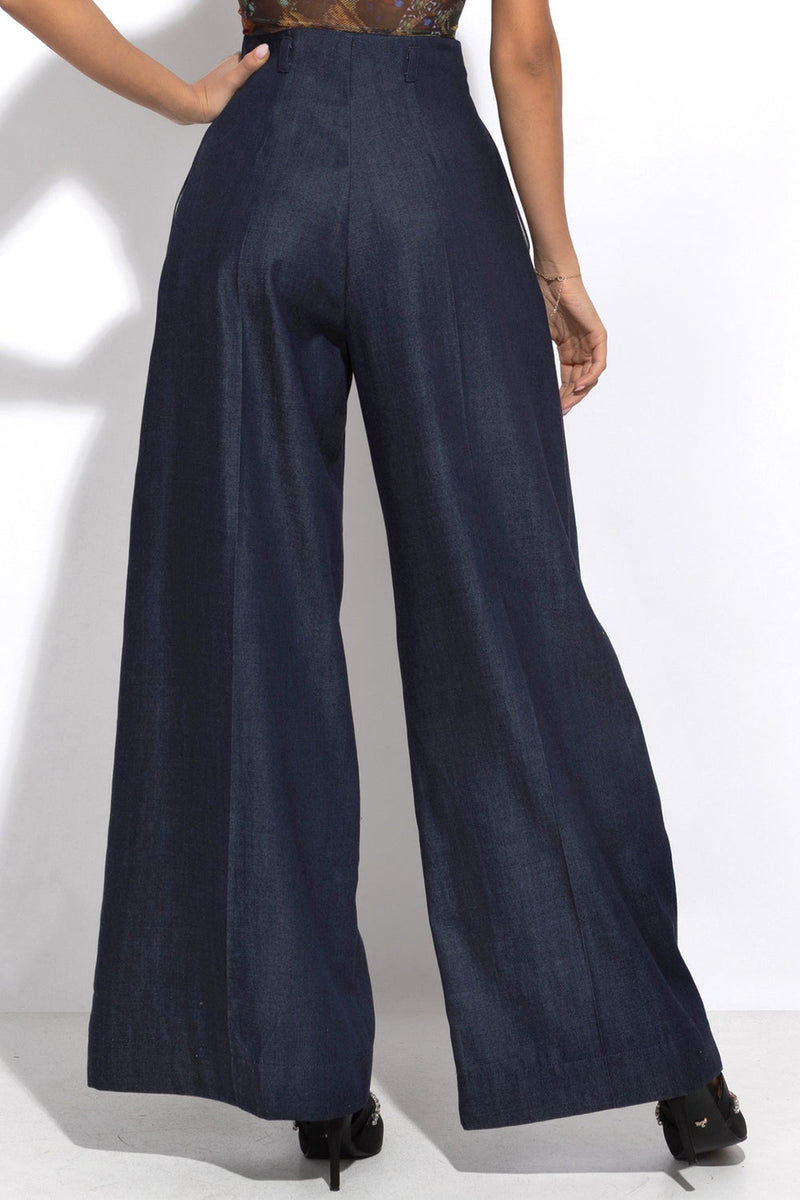 TENCEL DENIM PANTS WITH HIGH WAIST AND WIDE LEG - ESSENTIALS JIORO ПАНТАЛОН ОТ ТЕНСЕЛ ДЕНИМ С ВИСОКА ТАЛИЯ И ШИРОК КРАЧОЛ - ESSENTIALS JIORO