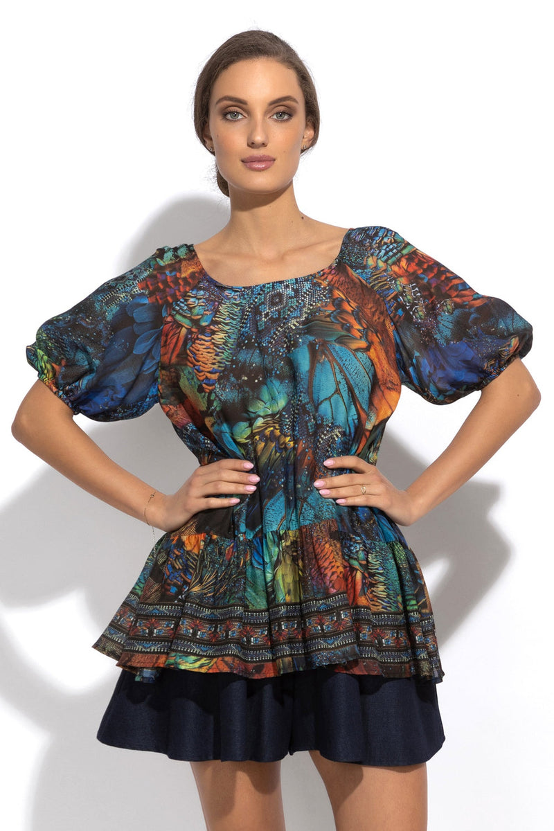 LOOSE VISCOSE AND SILK SHIRT - AMAZONIA JIORO СВОБОДНА РИЗА ОТ ВИСКОЗА С КОПРИНА - AMAZONIA JIORO