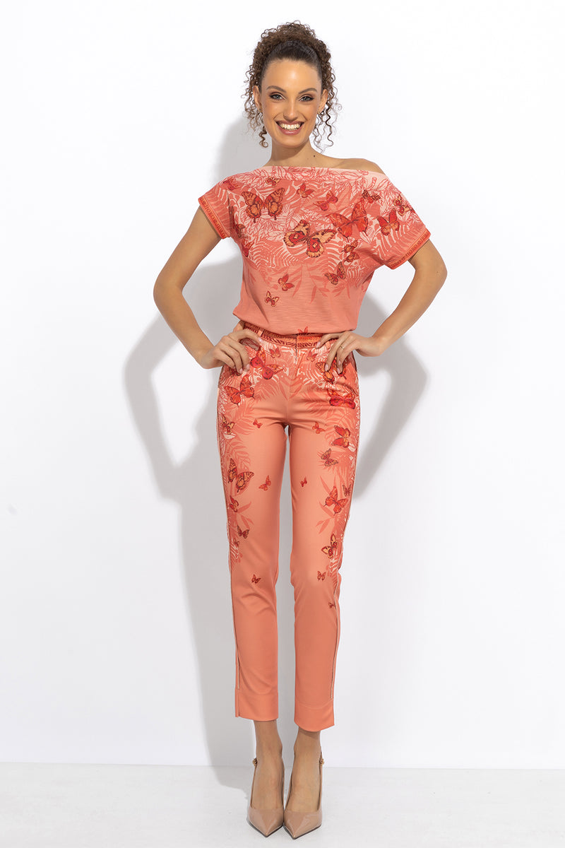 БЛУЗА С ПАДНАЛО РАМО И СВОБОДНА КРОЙКА - PAPAYA BUTTERFLIES