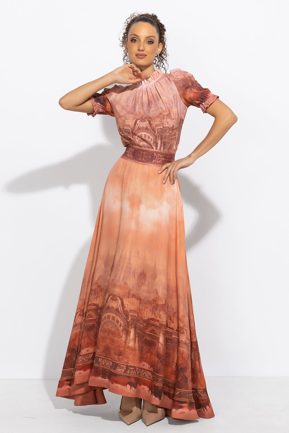 LONG VISCOSE SKIRT WITH ELASTIC WAIST AND SIDE POCKETS - ANCIENT TOWN