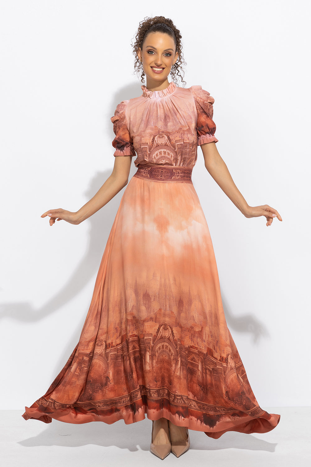 LONG VISCOSE SKIRT WITH ELASTIC WAIST AND SIDE POCKETS - ANCIENT TOWN