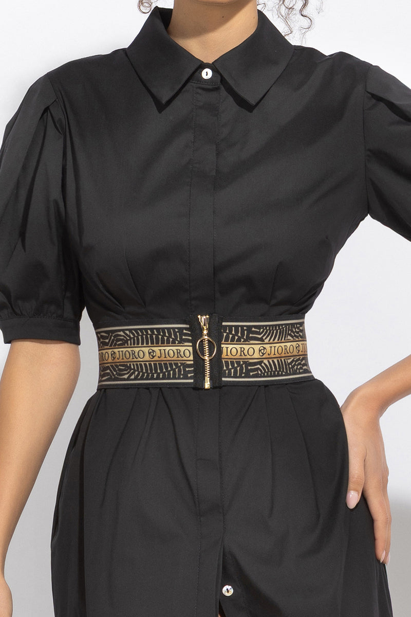 WIDE ELASTIC BELT WITH ZIPPER - MIDNIGHT BUTTERFLIES JIORO ЕЛАСТИЧЕН ШИРОК КОЛАН С ЦИП - MIDNIGHT BUTTERFLIES JIORO