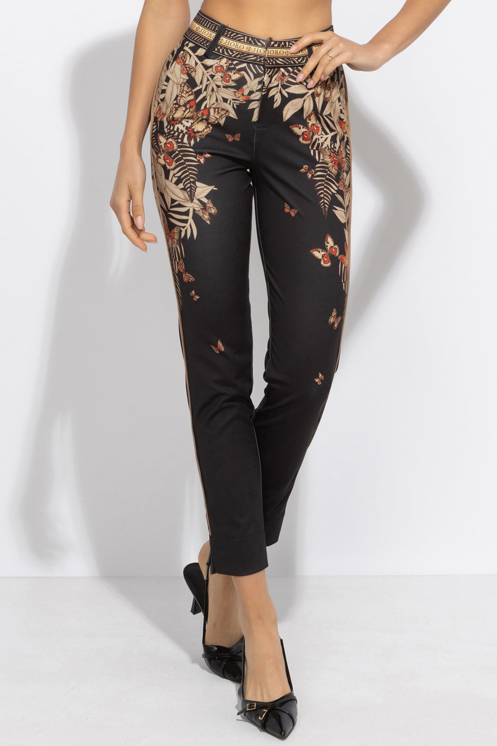 CLASSIC VISCOSE PANTS - MIDNIGHT BUTTERFLIES JIORO КЛАСИЧЕСКИ ПАНТАЛОН ОТ ВИСКОЗА - MIDNIGHT BUTTERFLIES JIORO