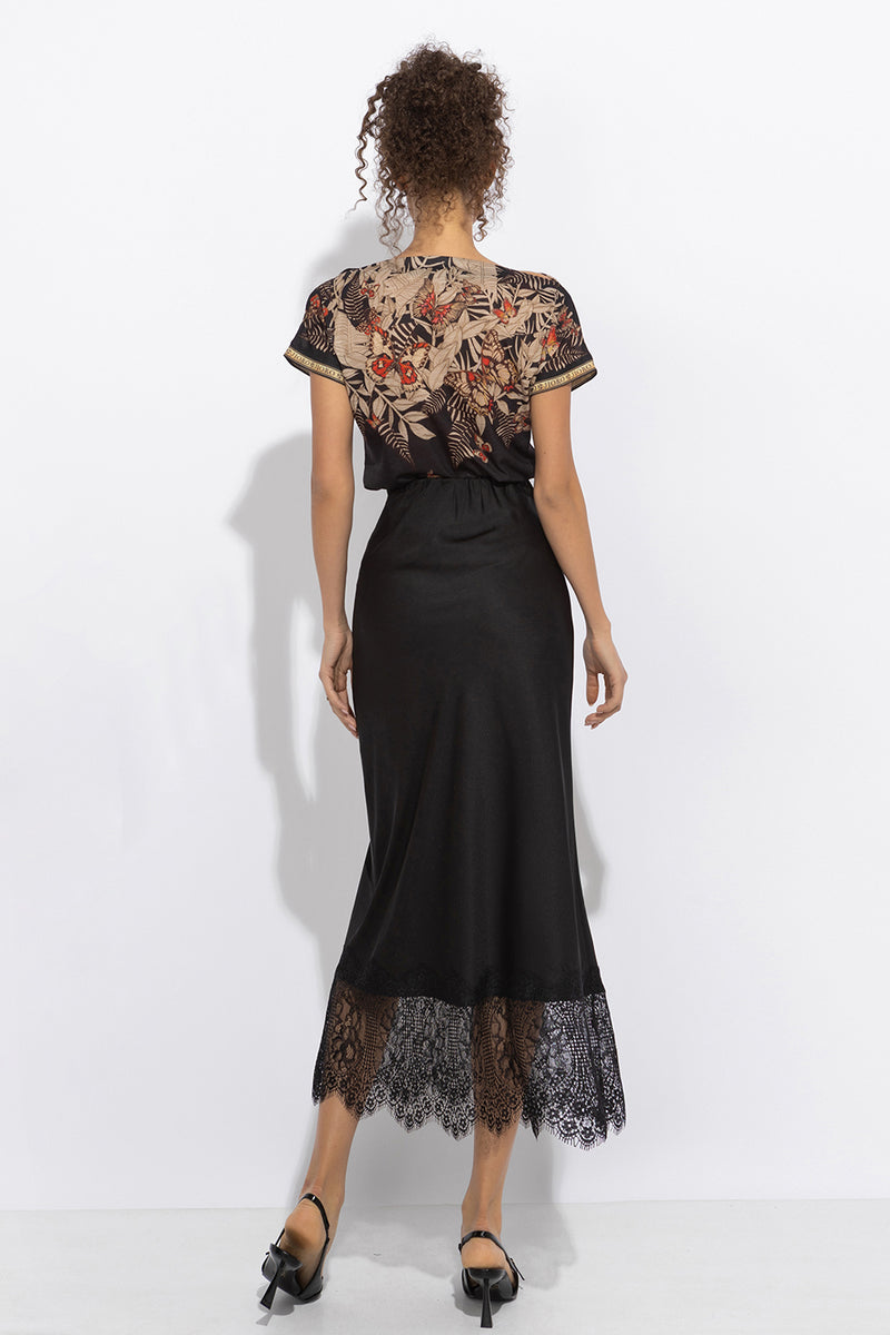 RELAXED FIT DROPPED SHOULDER BLOUSE - MIDNIGHT BUTTERFLIES