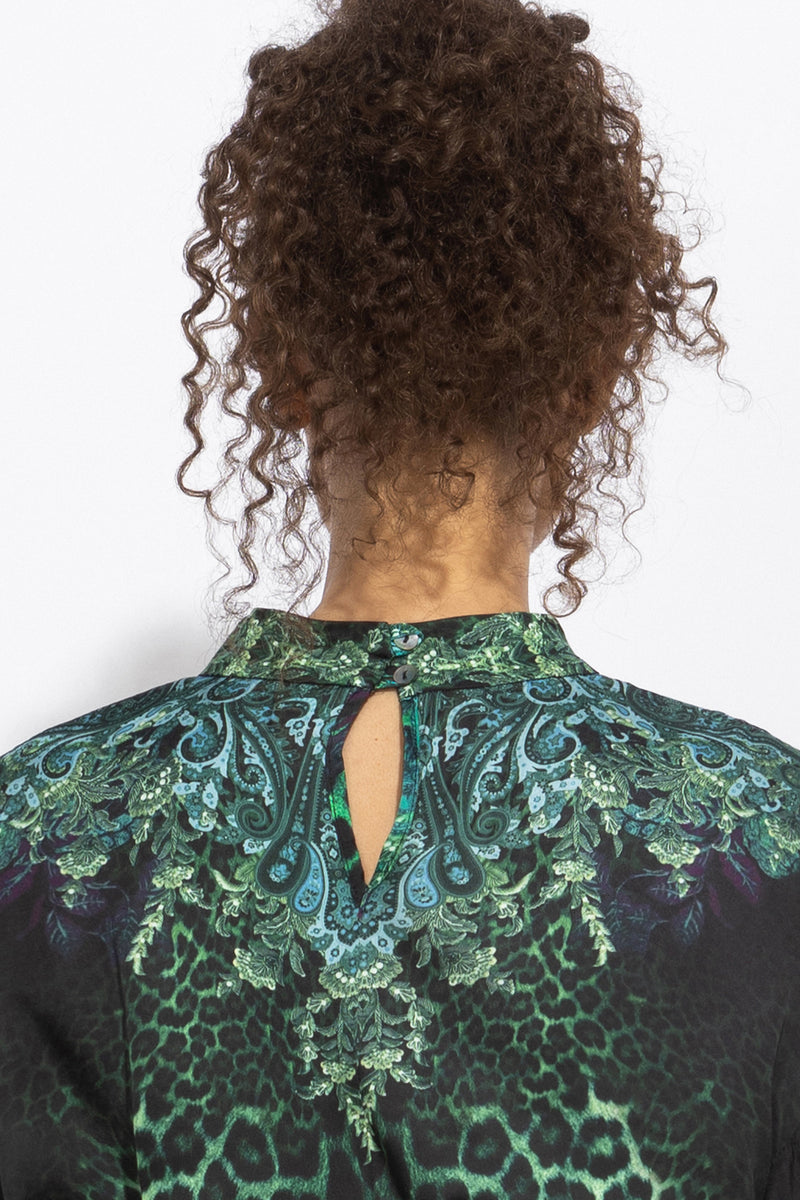 КАФТАН ОТ ВИСКОЗА С ПЕРА - LEO NEON GREEN