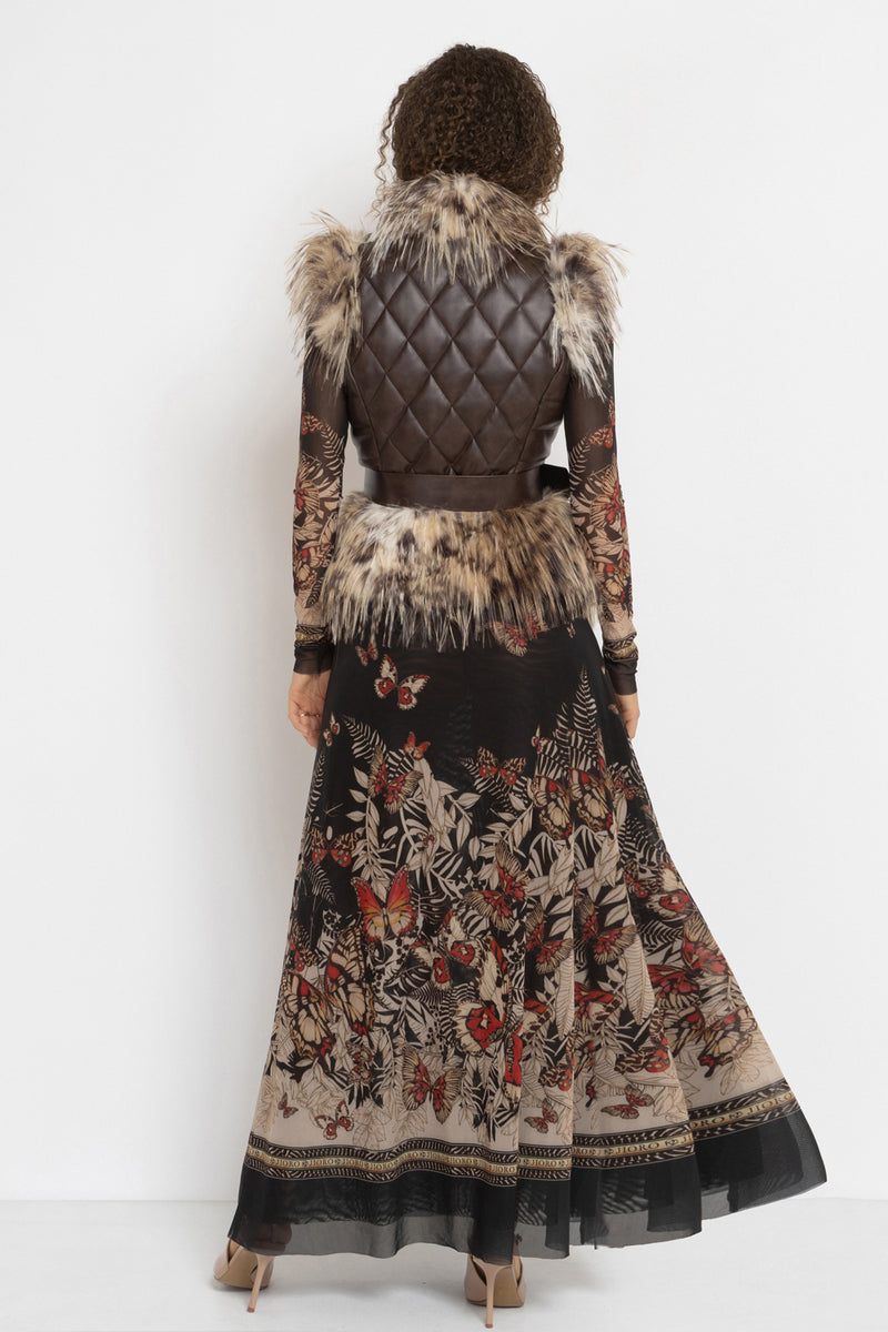 LEATHER-EFFECT GILET WITH SERVAL FUR TEXTURE - ESSENTIALS JIORO ЕЛЕК С ЕФЕКТ НА КОЖА И ИМИТАЦИЯ НА КОСЪМ SERVAL - ESSENTIALS JIORO