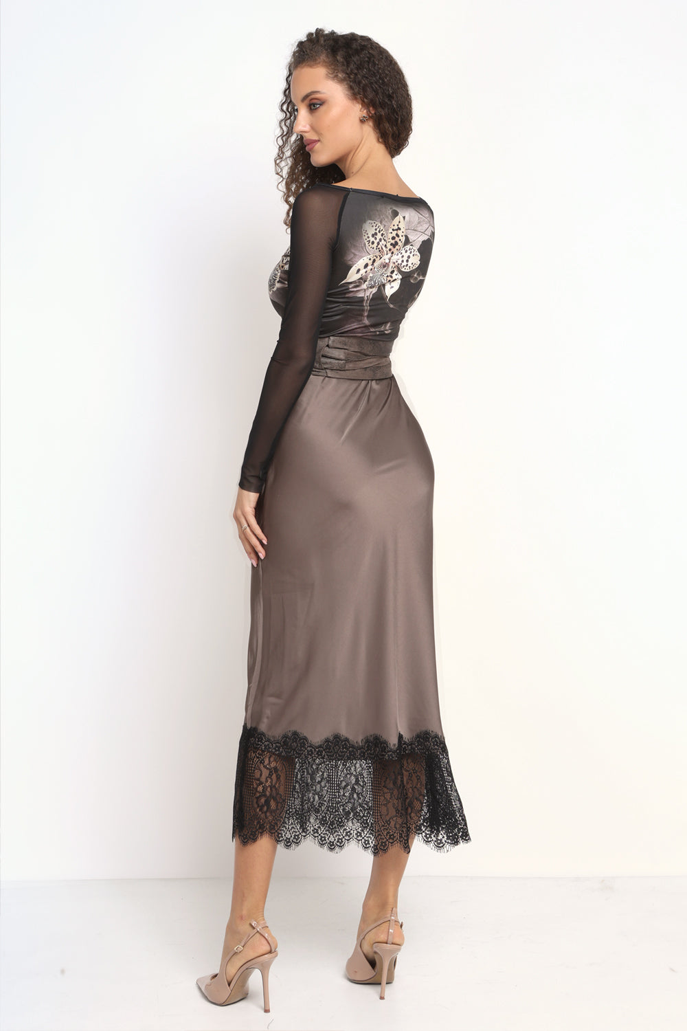 БЛУЗА С РЪКАВИ ОТ МРЕЖА - LEO ORCHID