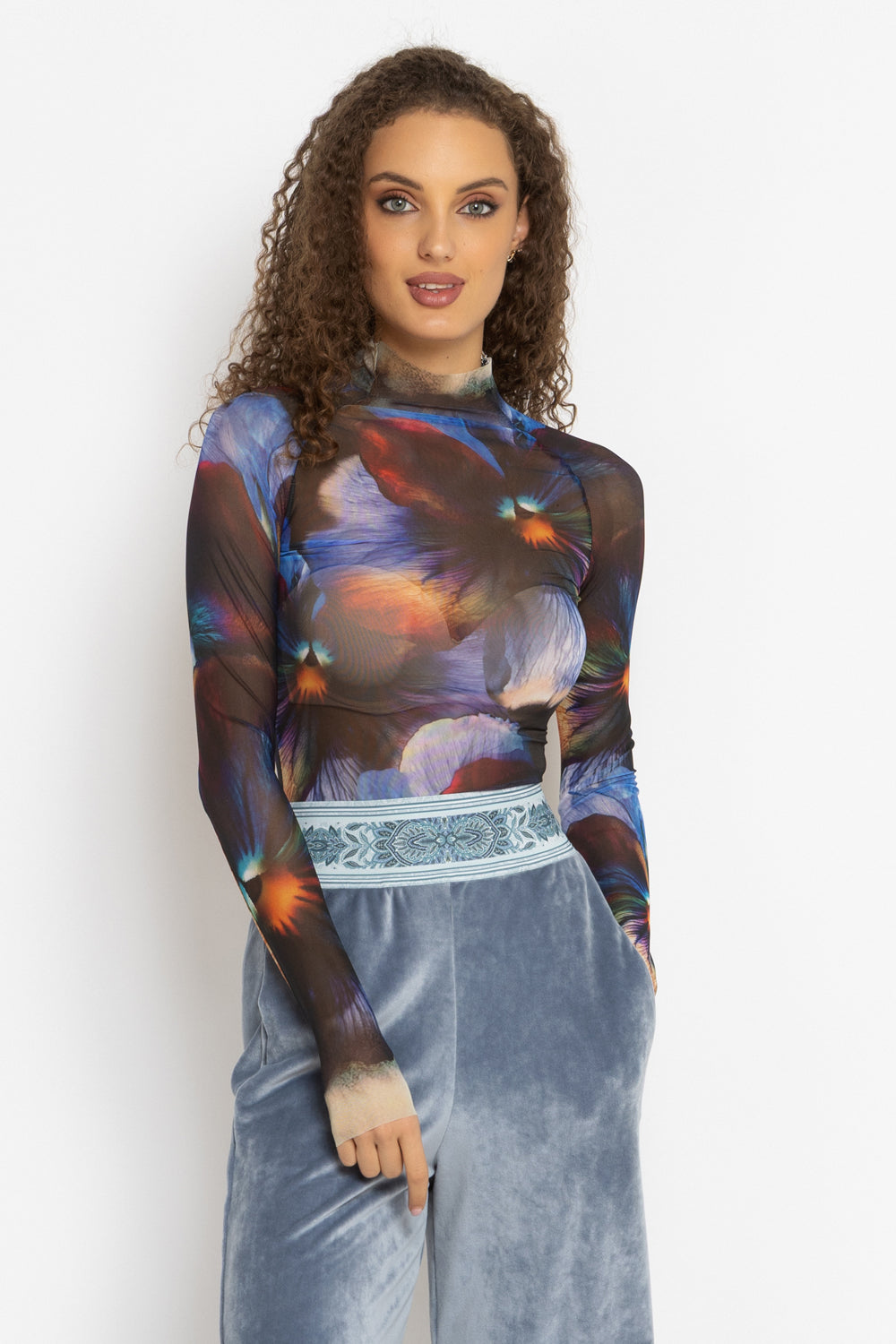 LONG SLEEVE MESH BODYSUIT - VIOLET